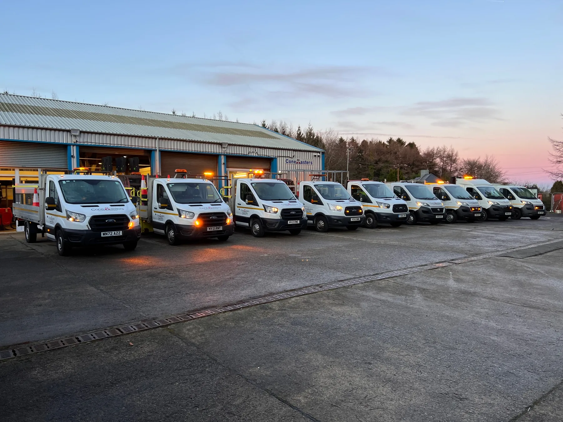 A Conemasters traffic management vehicle on site
